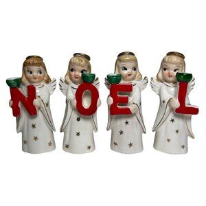 Vintage Commodore Heavenly NOEL Angels Candleholder Christmas Figurine Japan